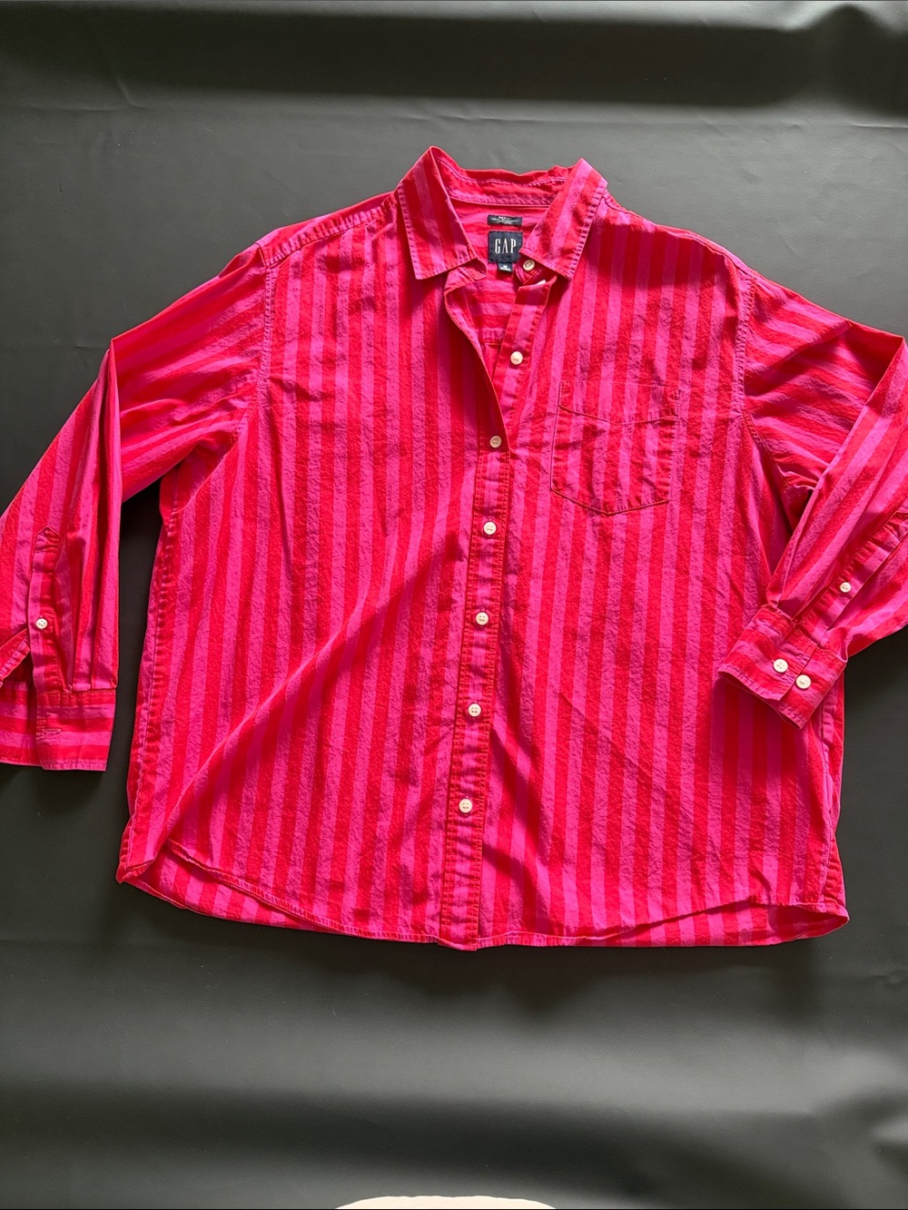 GAP Men's Bright Pink Striped Button-Down Shirt